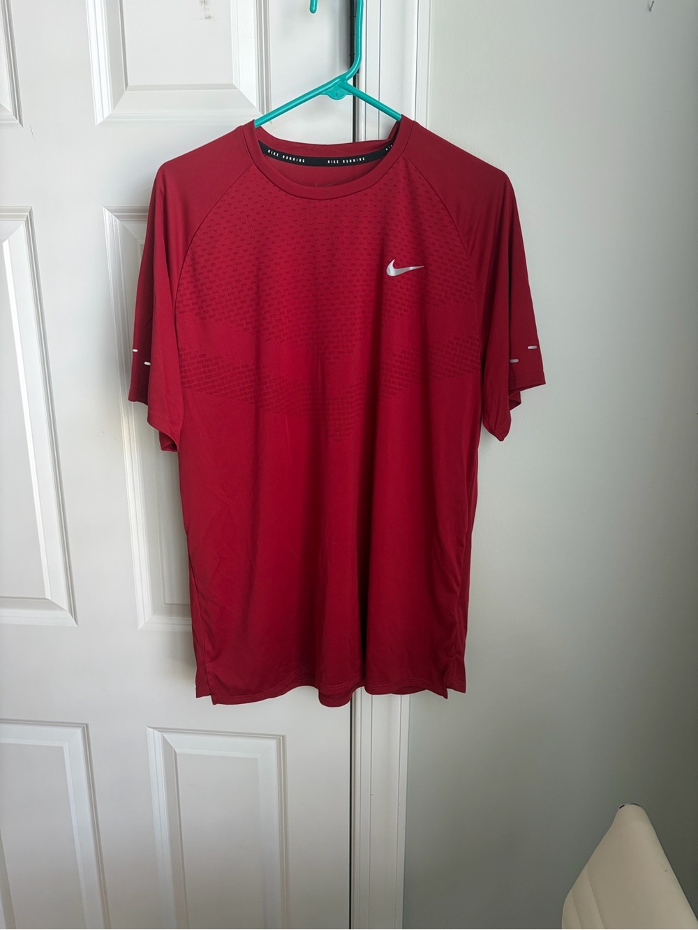 Nike Men’s Red Short Sleeve Dri-FIT Tee with Swoosh